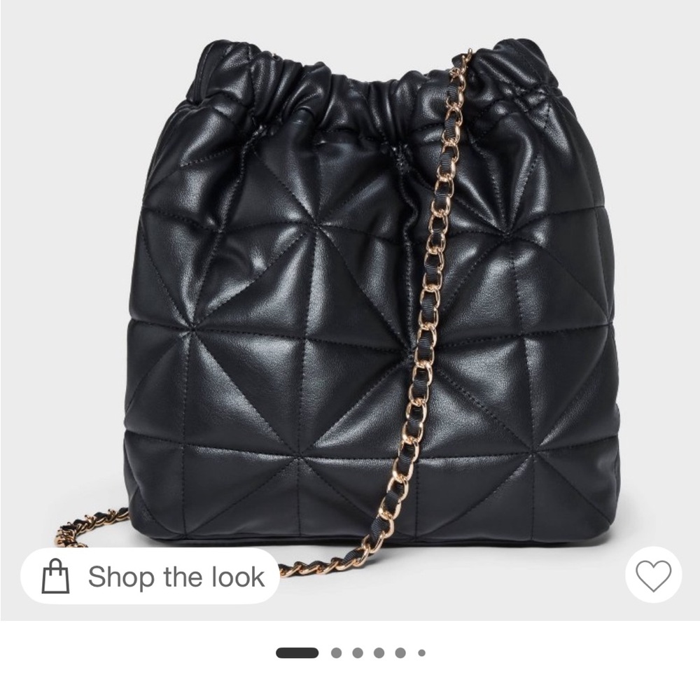 Black quilted bucket bag crossbody bag